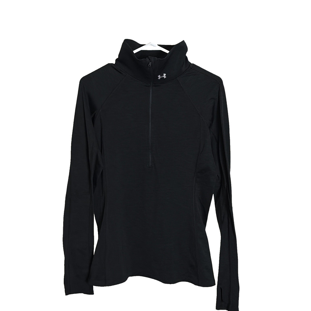 Women's Under Armour Cold Gear Quarter Zip Pullover Black Athletic Top Size M